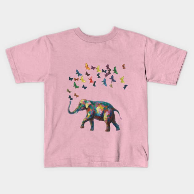 Butterfly Elephant Kids T-Shirt by Divan